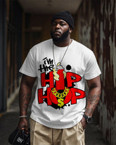 Big & Tall Men's Street Fashion Graffiti Hip-hop Printed Round Neck Short Sleeve T-Shirt